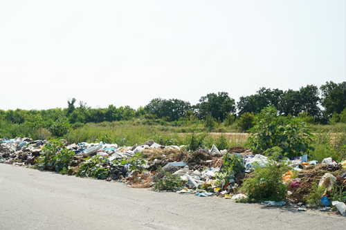 Waste at a landfill