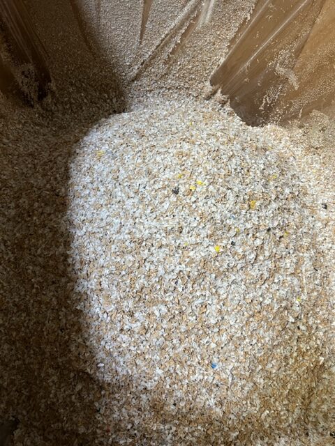 Pile of ground plastic regrind