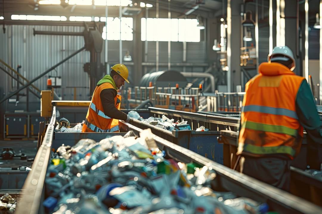 Industrial waste being managed at a manufacturing facility